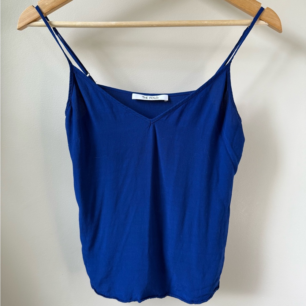 THE FOLD LONDON Cami Royal Blue Tank Top Luxury Relaxed Fit Summer Coastal US 4